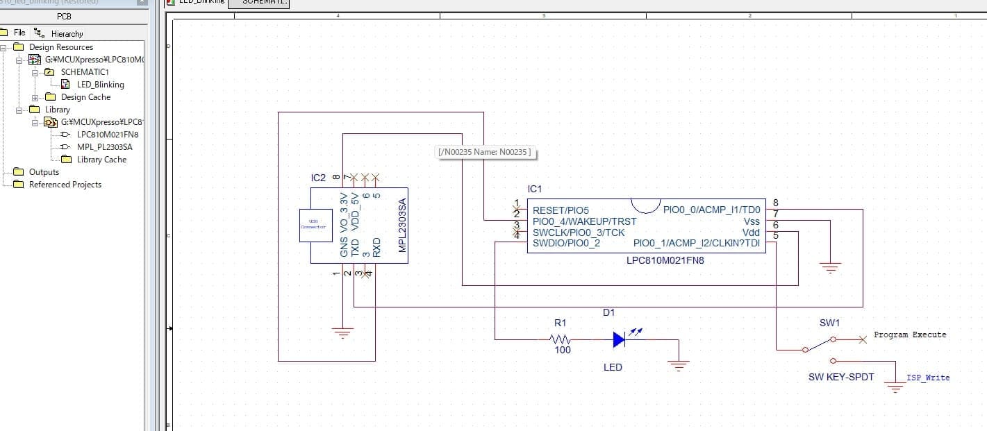 LPC810＿LEDBlinking回路図